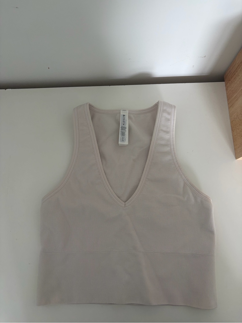 Athleta Light Pink Ribbed V-Neck Tank Top